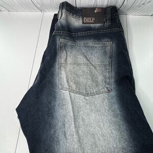 VINTAGE Delf Jeans Men 42x32 Black Baggy Wide Leg Skater Urban Y2K Faded